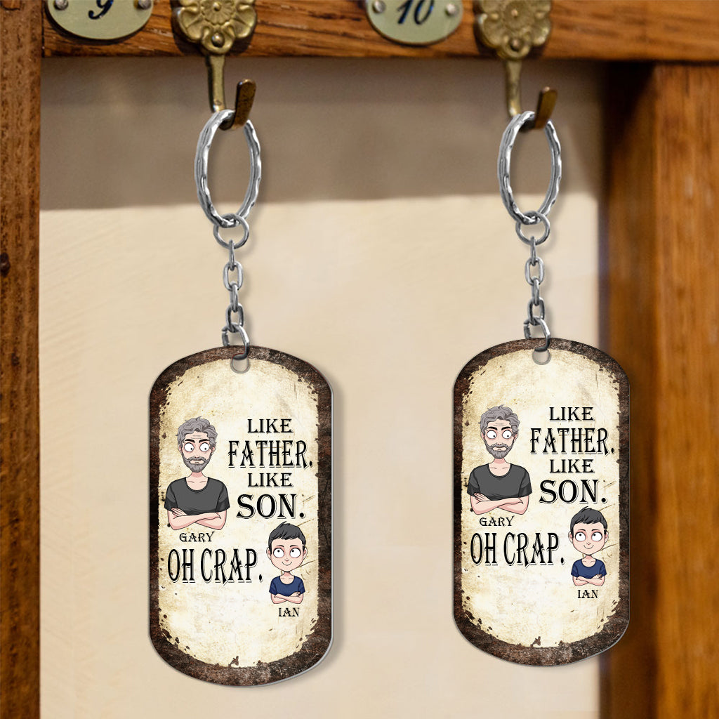 Discover Like Father Like Daughter Like Son - Gift for dad, mom, son, daughter - Personalized Stainless Steel Keychain