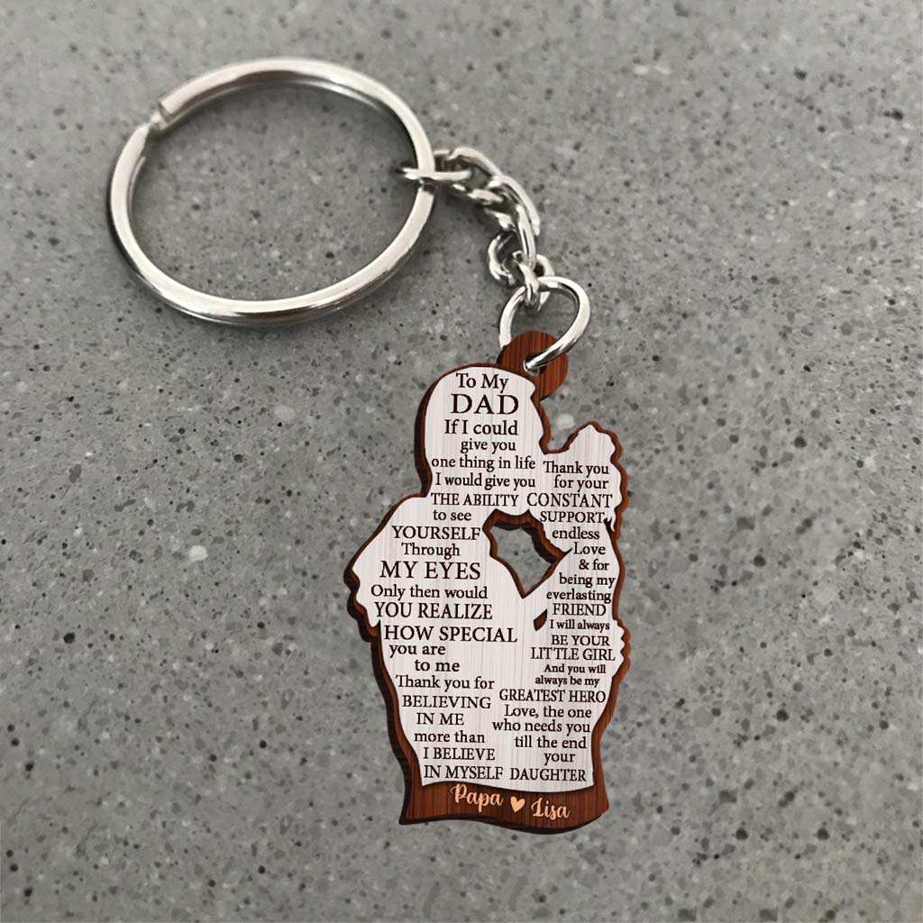 To My Dad - Personalized Father Keychain (Printed On Both Sides)