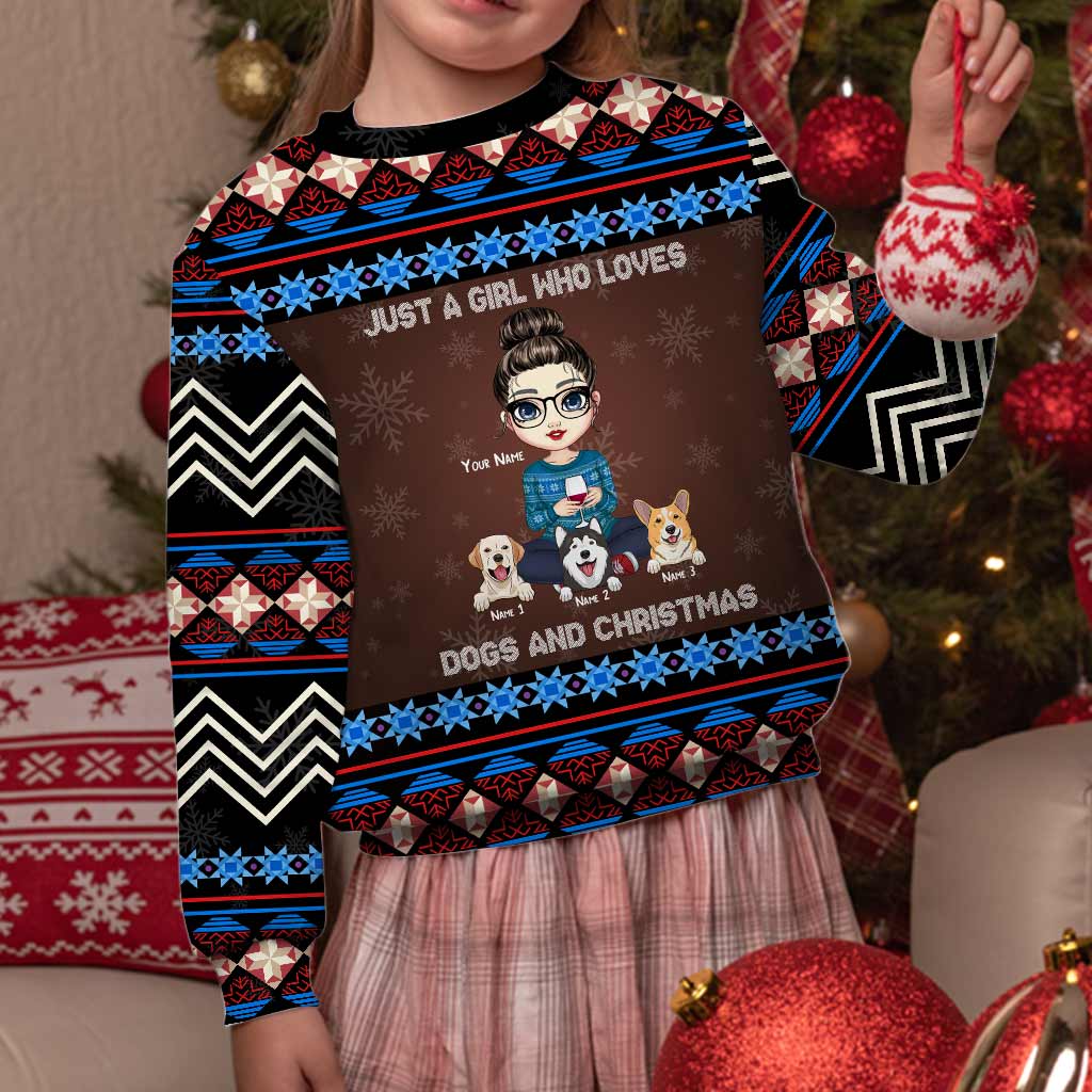 Just A Girl Who Loves Dogs And Christmas - Personalized Ugly Sweater