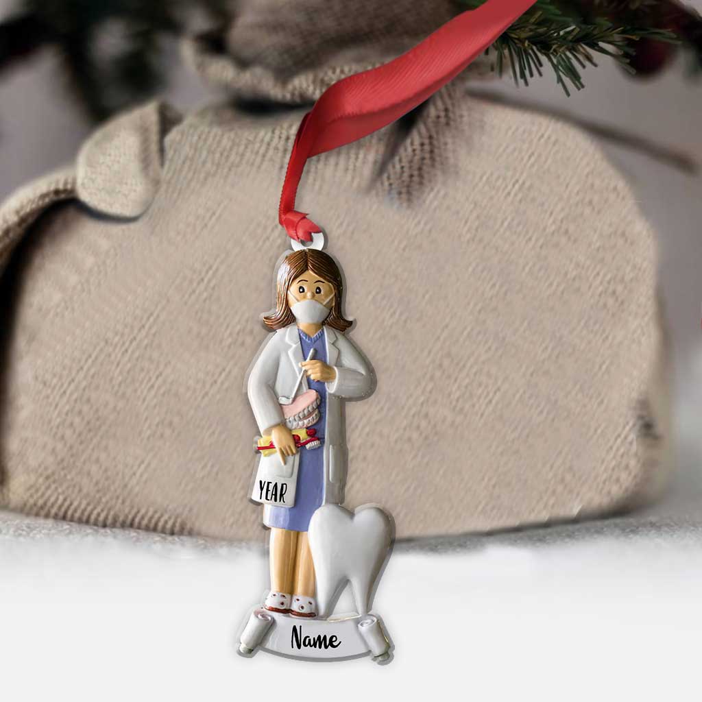 Female Dentist Medical Profession - Personalized Christmas Ornament (Printed On Both Sides)