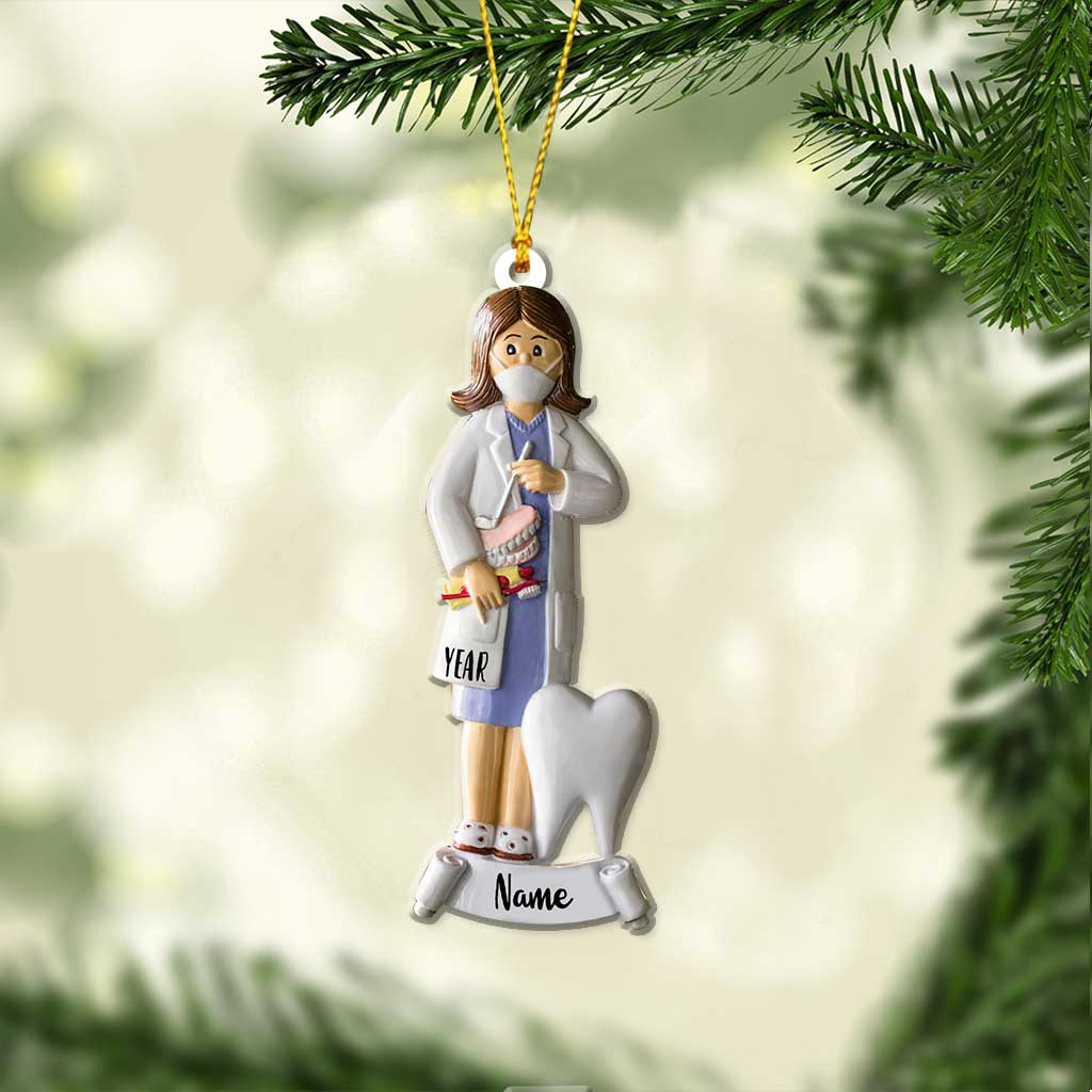 Female Dentist Medical Profession - Personalized Christmas Ornament (Printed On Both Sides)