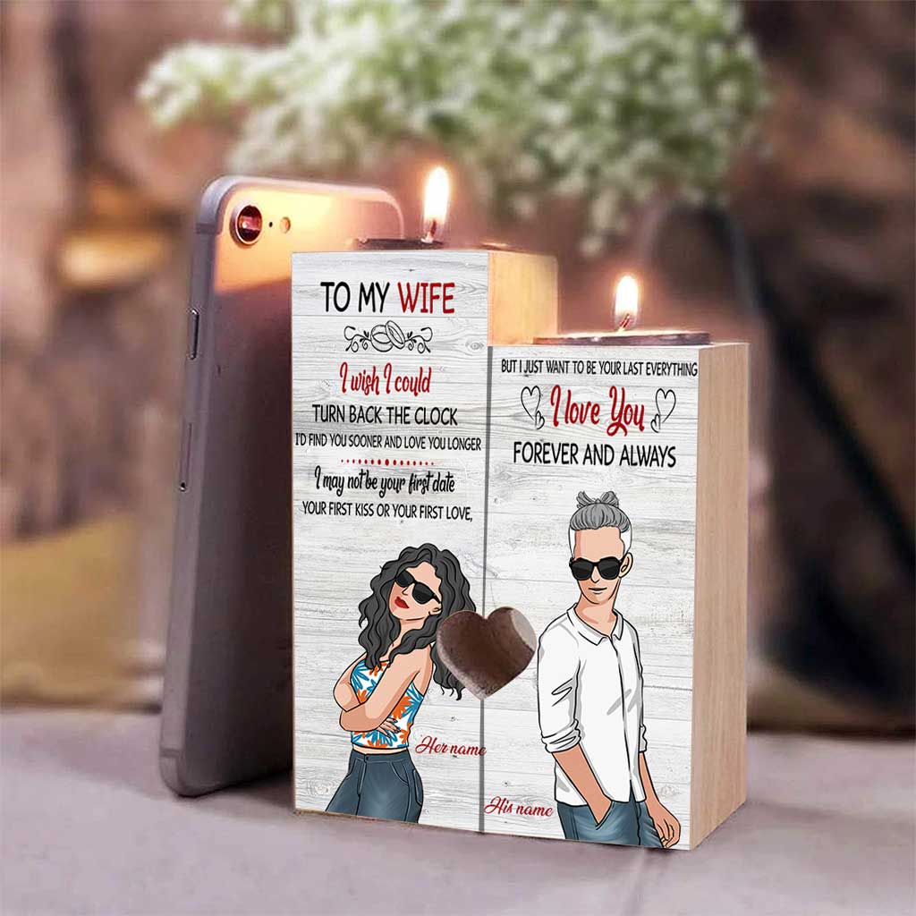 To My Wife - Personalized Couple Wooden Candle Holder