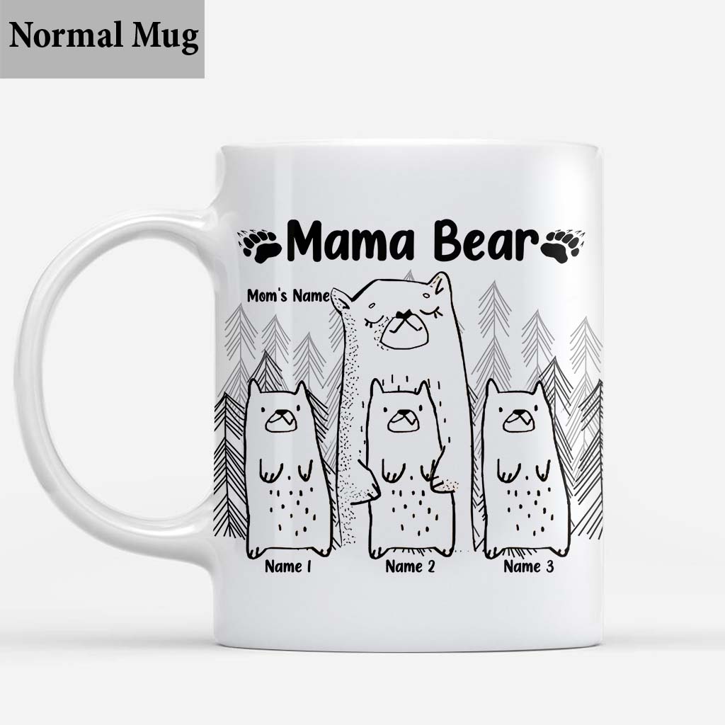 Mama Bear Personalized Black Coffee Mug