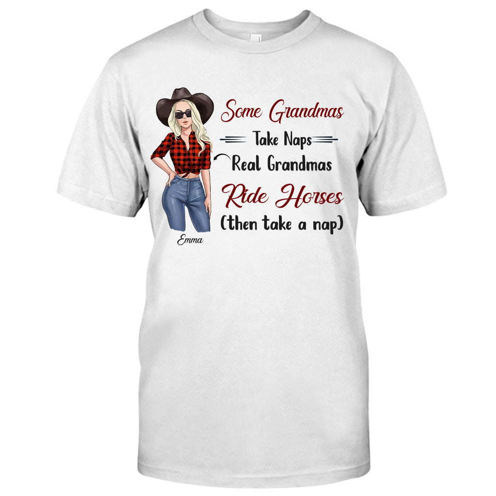 Real Grandmas Ride Horses - Personalized Mother's Day Grandma T-shirt and Hoodie