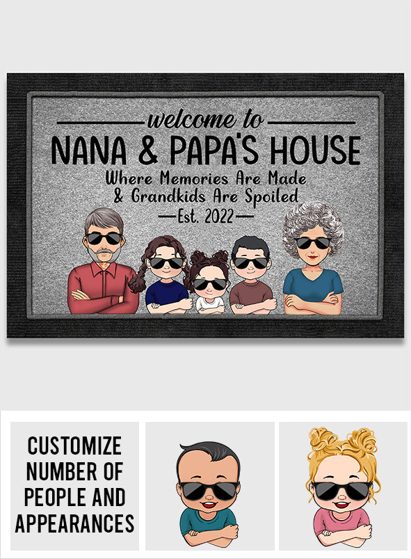 Welcome To Nana And Papa's House - Personalized Grandma Doormat