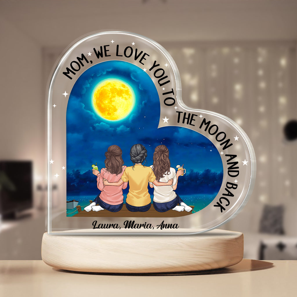 Moon And Back - Gift for mom, grandma - Personalized Custom Shaped Acrylic Plaque
