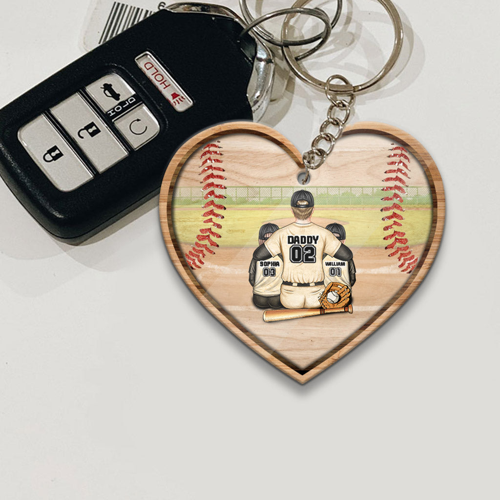 God Hit a Homerun - Personalized Father's Day Baseball Keychain (Printed On Both Sides)