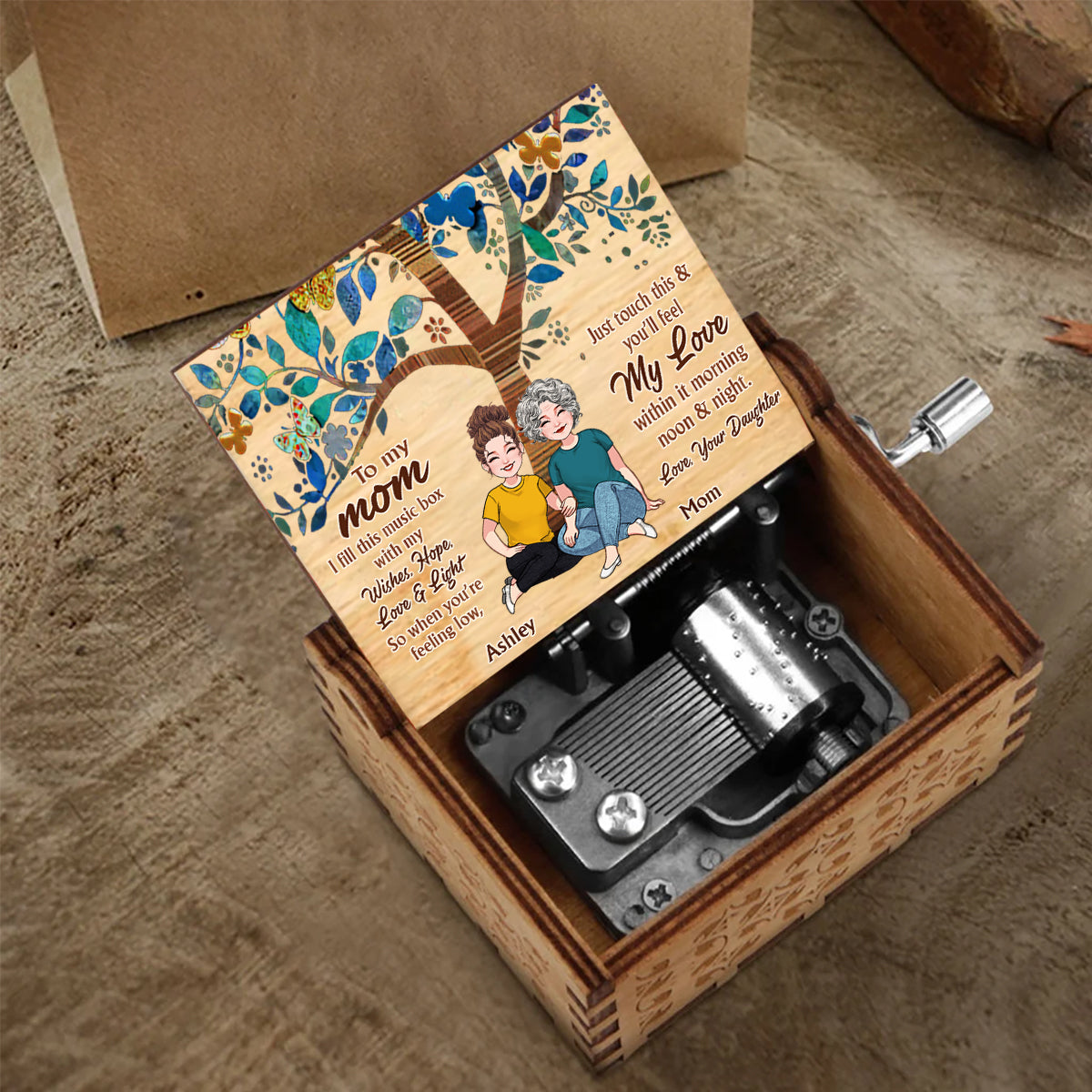 To My Mom - Personalized Mother's Day Mother Hand Crank Music Box