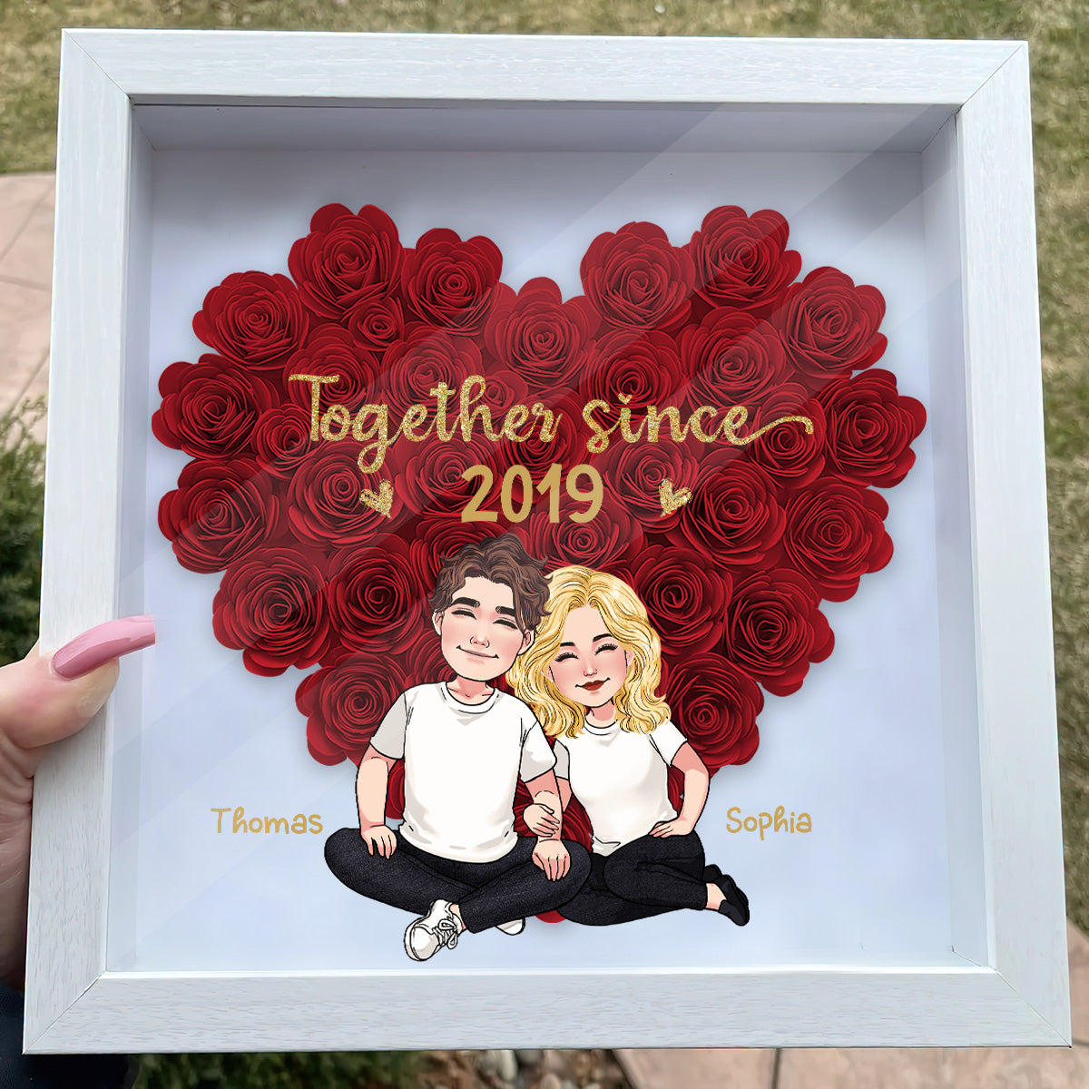 Discover Together Since Custom Couple Gift Personalized Flower Frame Box