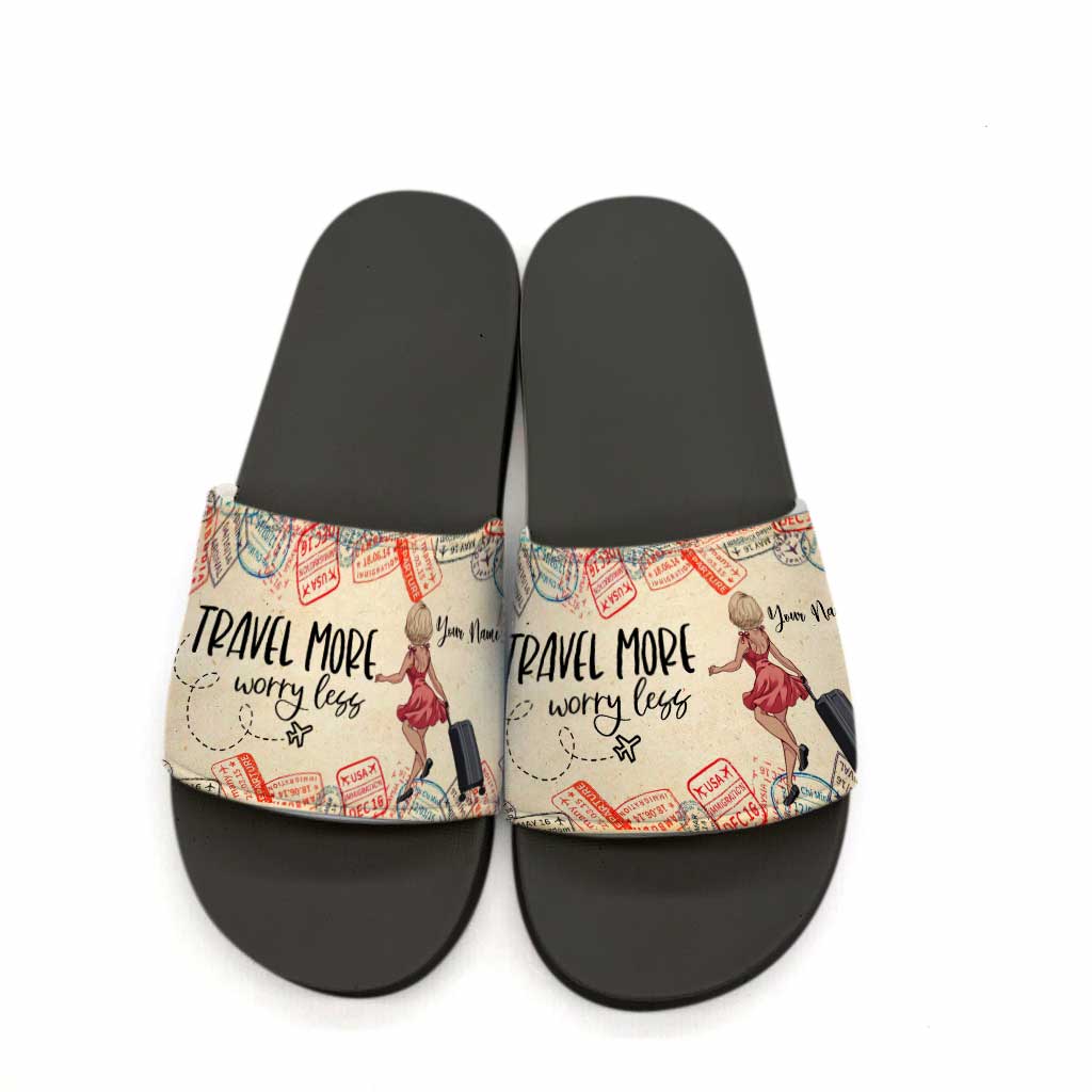Travel More Worry Less - Personalized Travelling Slide Sandals