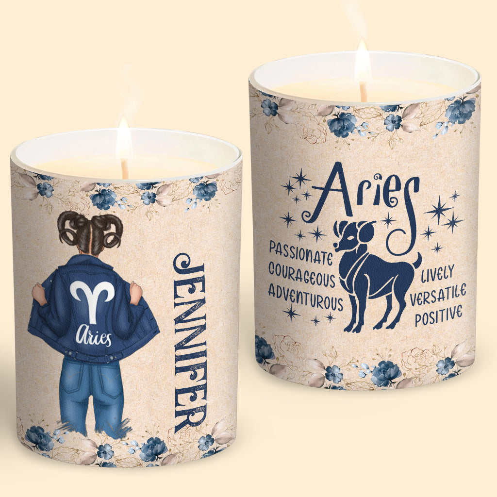 Discover Zodiac Denim Girl - Personalized Horoscope Lover Scented Candle With Wooden Lid