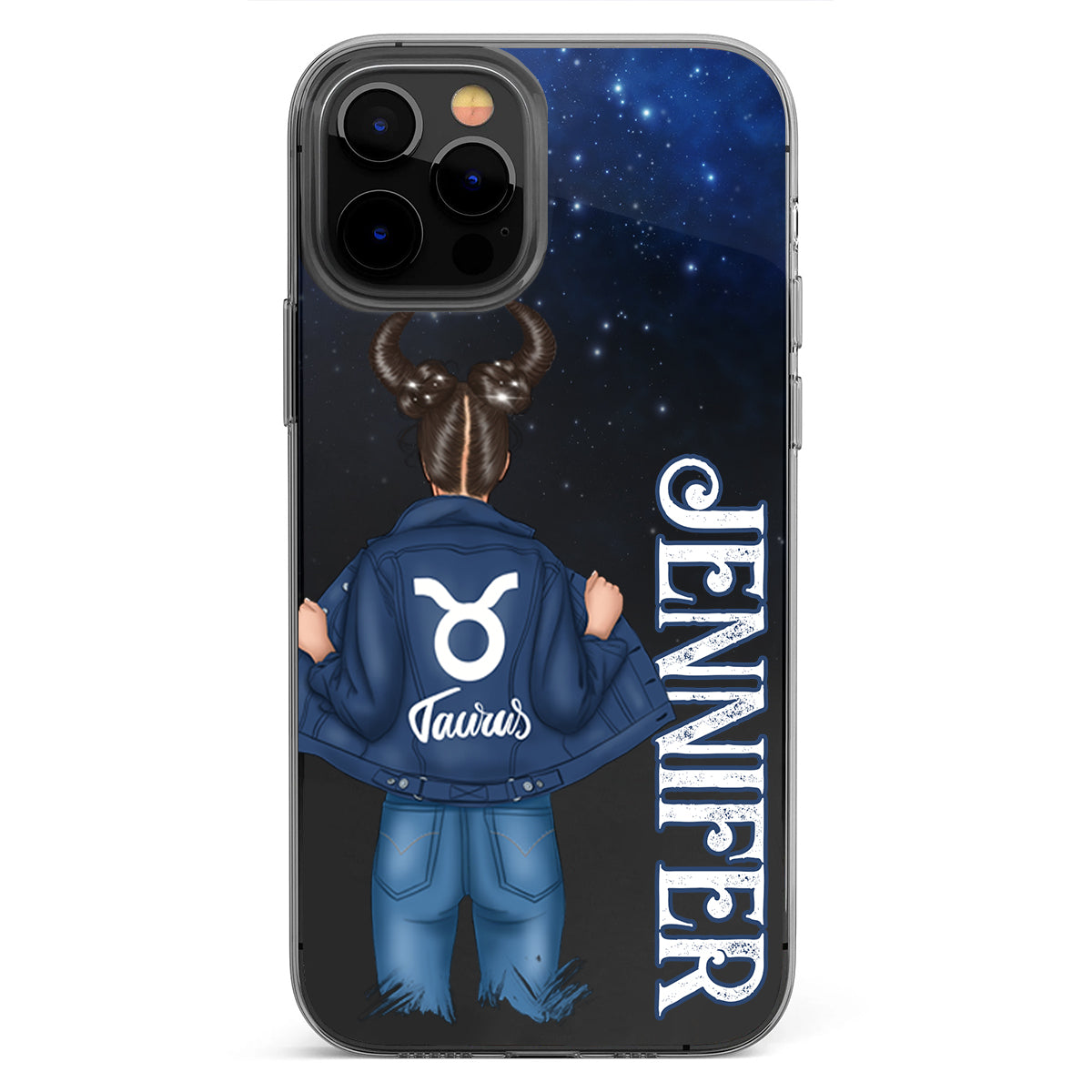 Zodiac Denim Girl - Personalized Horoscope Clear Phone Case