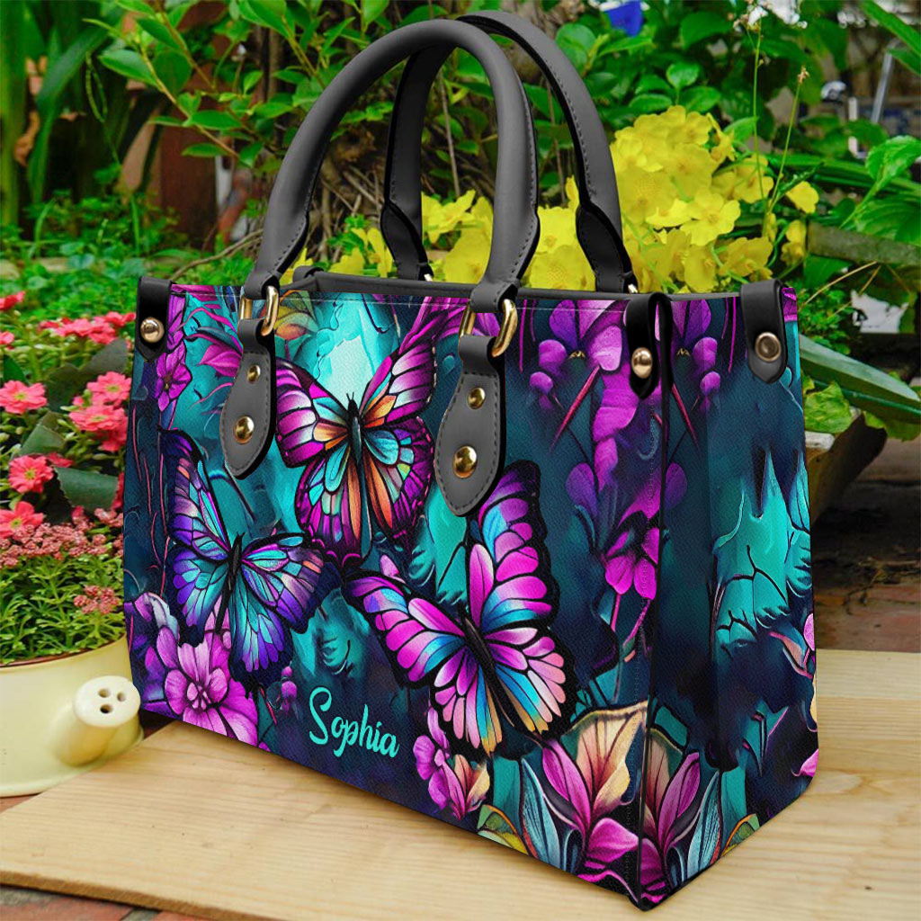 Beautiful Butterflies - Personalized Butterfly Leather Handbag