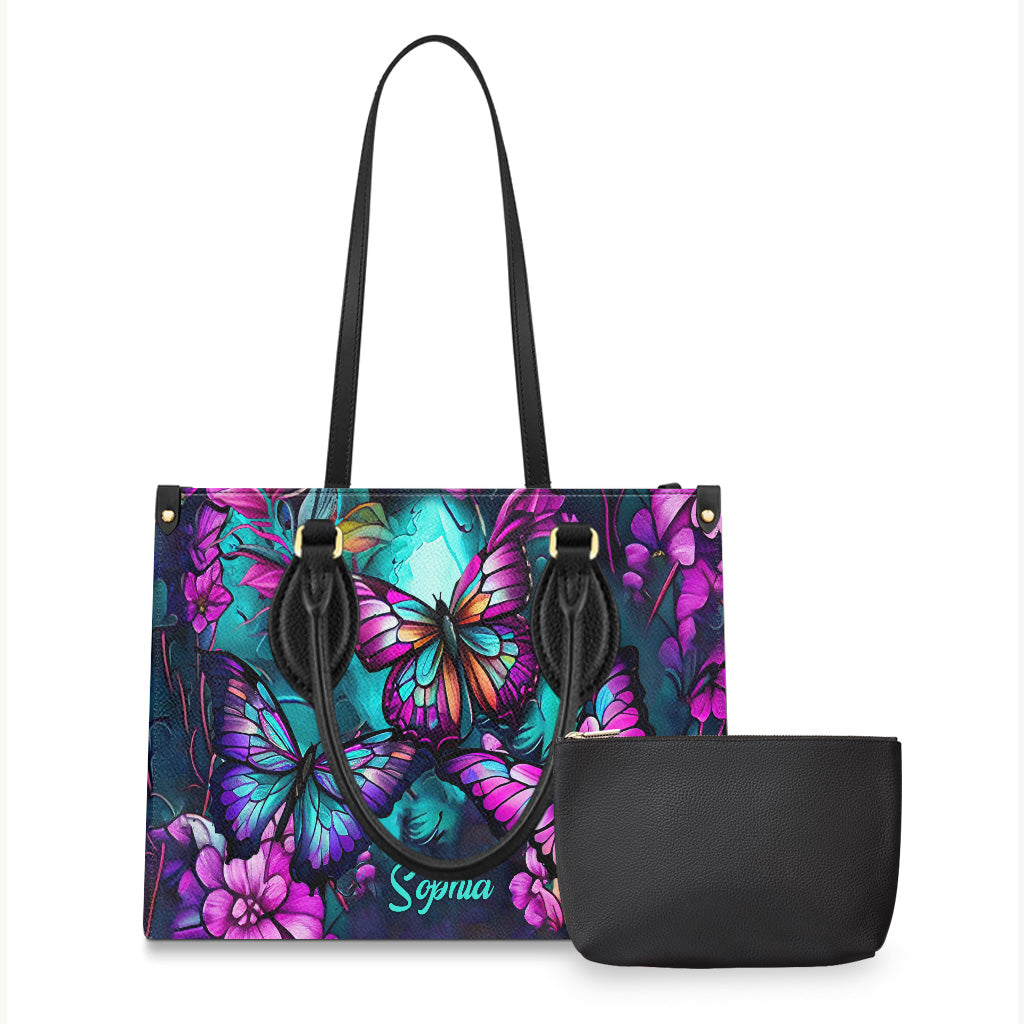 Beautiful Butterflies - Personalized Butterfly Leather Handbag
