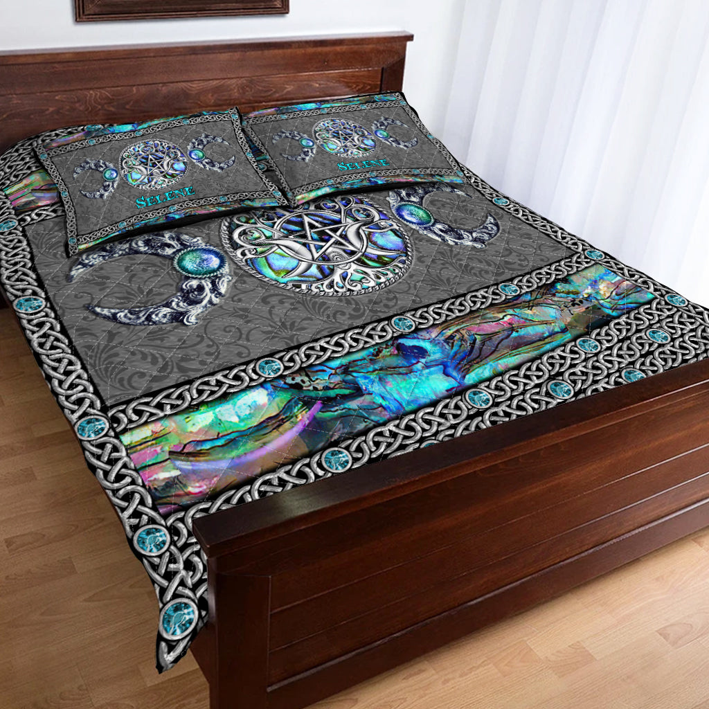 Mystery Spirit Triple Moon - Personalized Witch Quilt Set With 3D Pattern Print