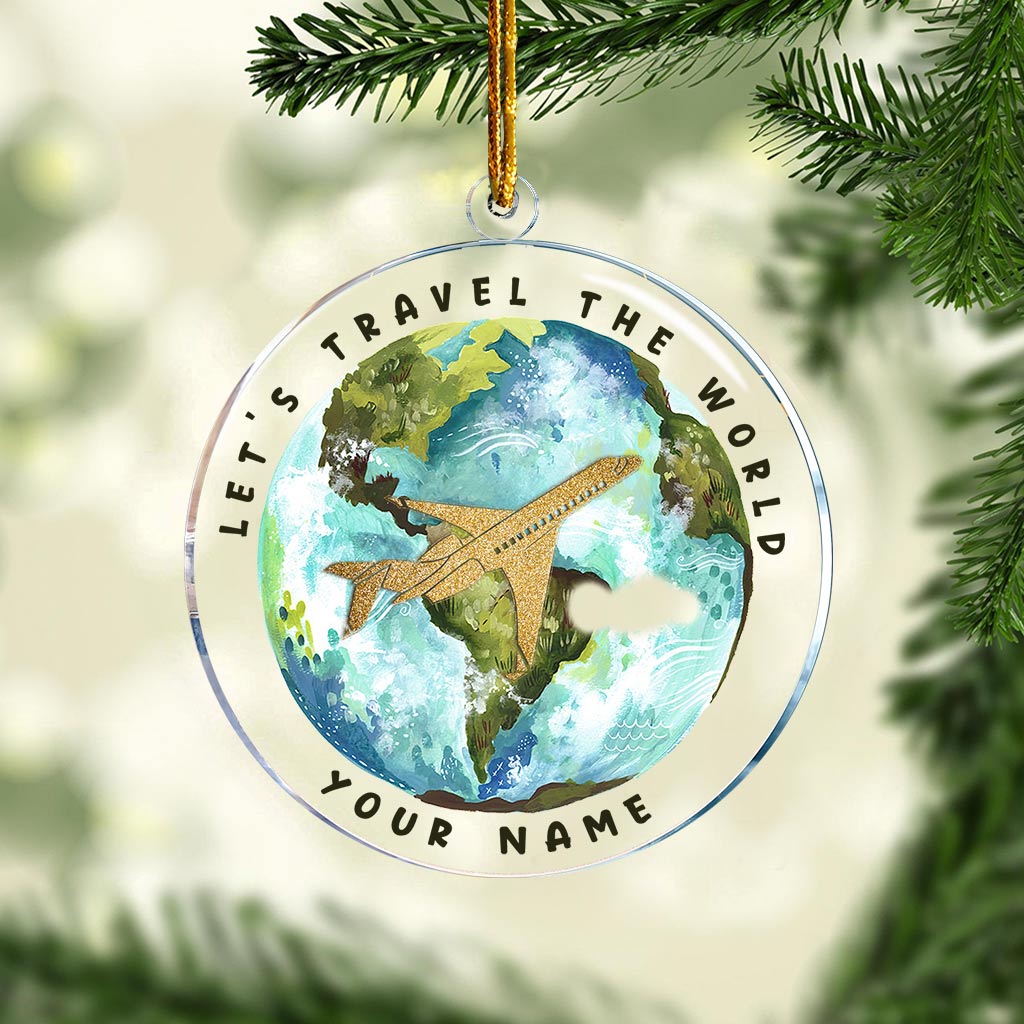 Travel Around The World - Personalized Christmas Travelling Transparent Ornament