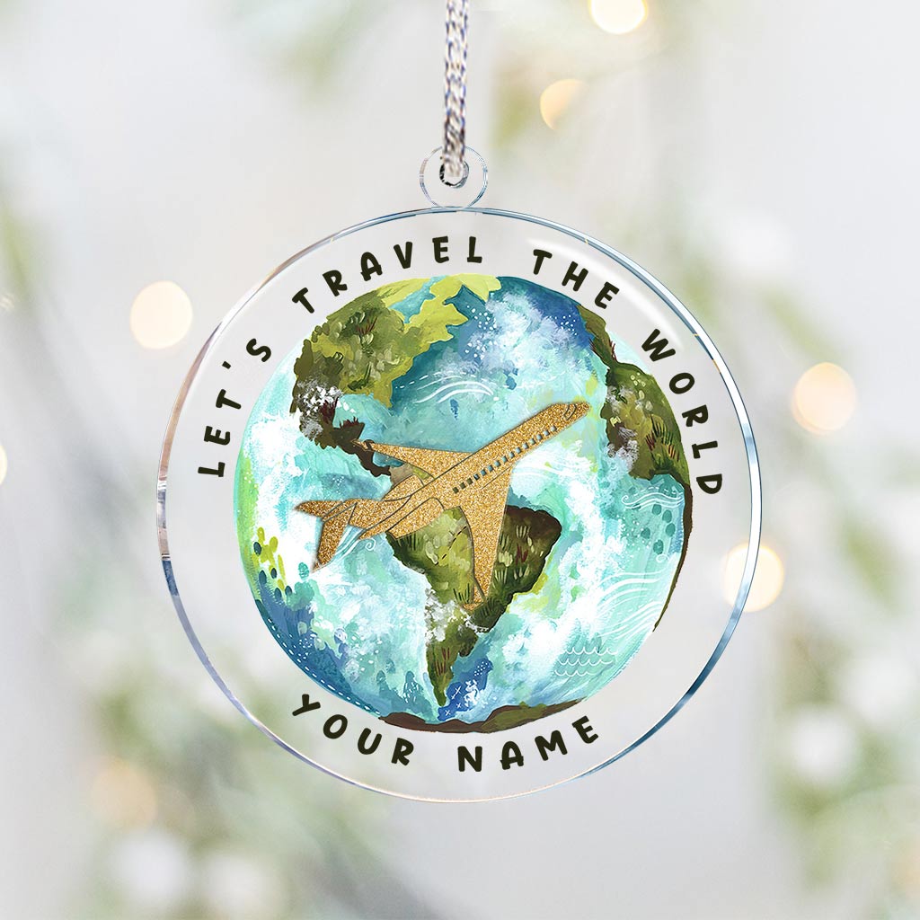 Travel Around The World - Personalized Christmas Travelling Transparent Ornament