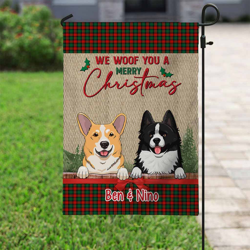 We Woof You A Merry Christmas - Personalized Dog Garden Flag