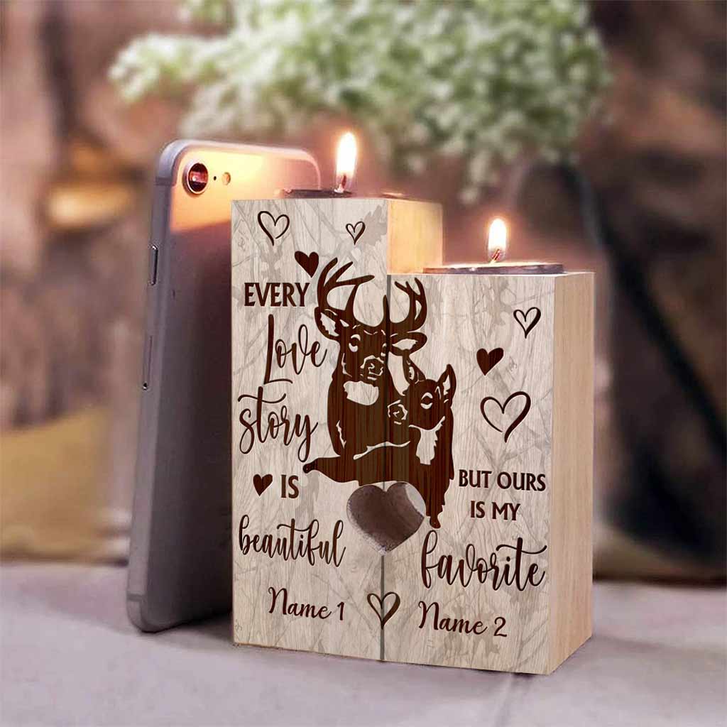 God Blessed The Broken Road - Personalized Hunting Wooden Candle Holder