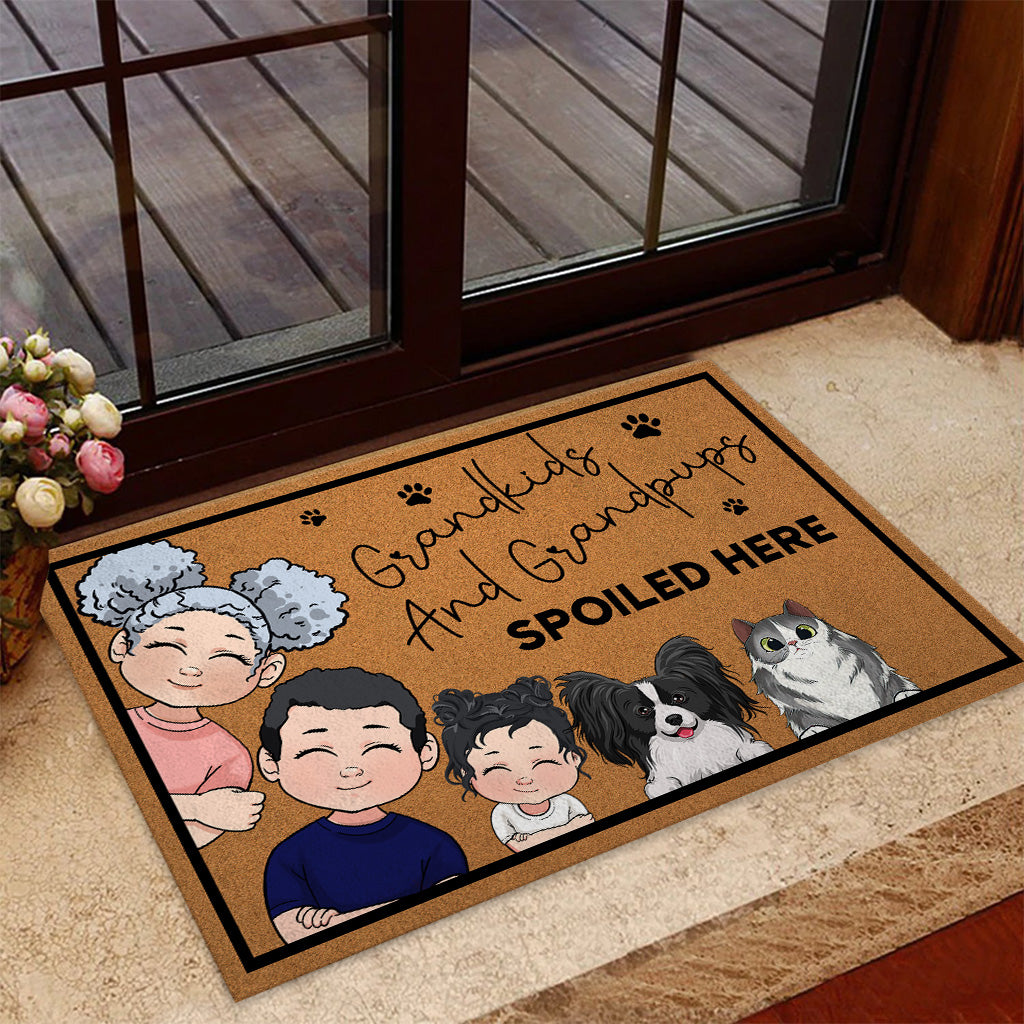 Grandkids And Grandpups Spoiled Here - Personalized Mother's Day Grandma Doormat