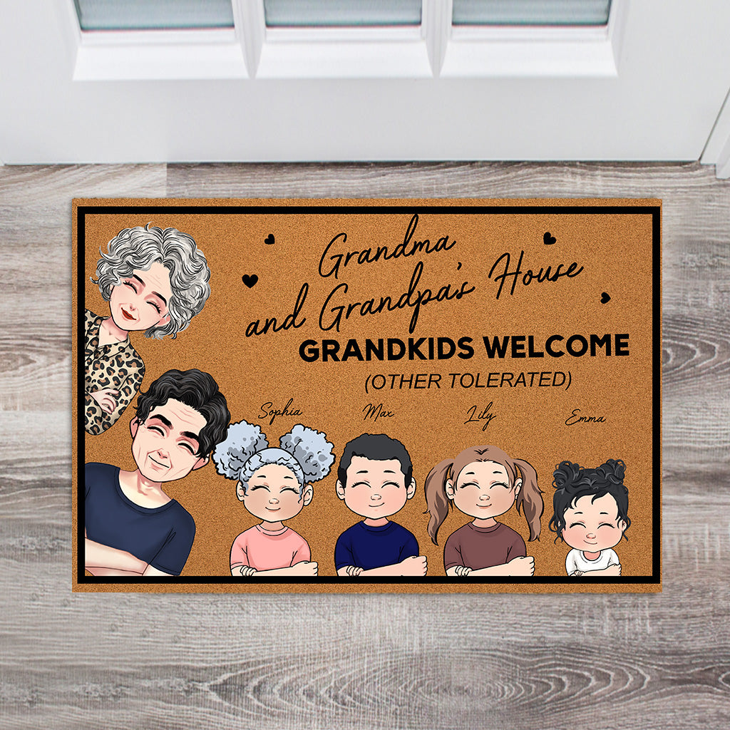 Grandkids Welcome - Gift for grandma, grandpa - Personalized Doormat