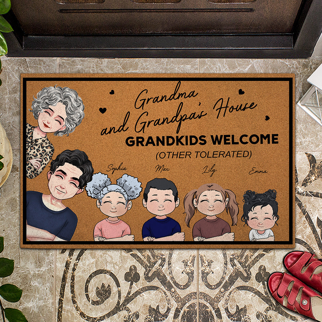 Grandkids Welcome - Gift for grandma, grandpa - Personalized Doormat