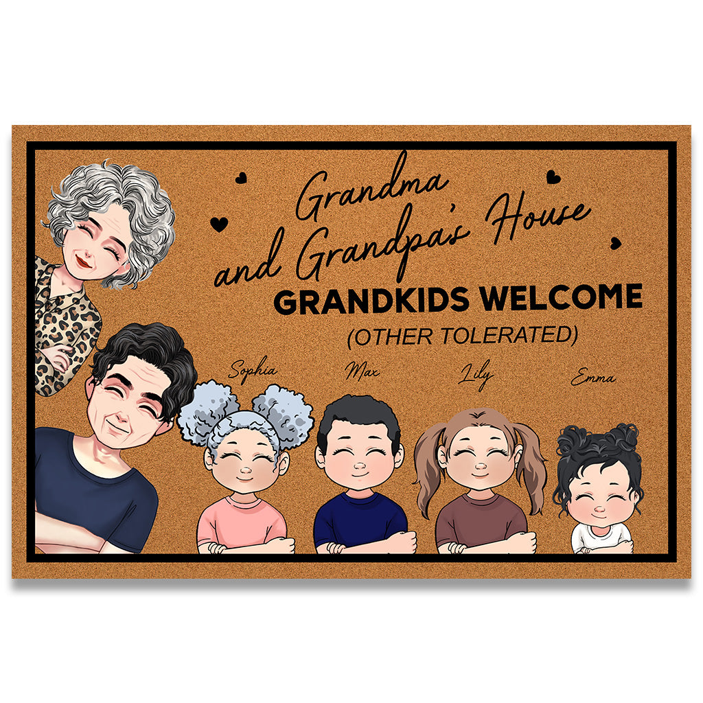 Grandkids Welcome - Gift for grandma, grandpa - Personalized Doormat