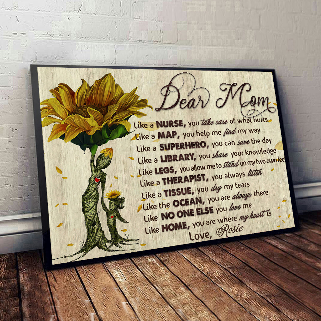 Dear Mom Vintage Sunflower - Personalized Mother's Day Mother Canvas And Poster
