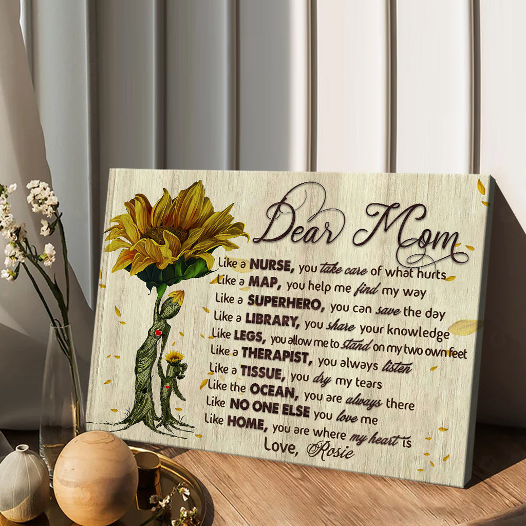 Dear Mom Vintage Sunflower - Personalized Mother's Day Mother Canvas And Poster