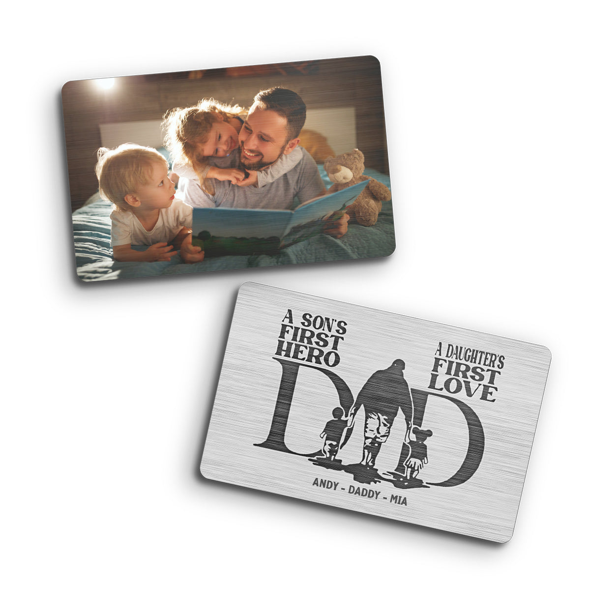 A Sons First Hero A Daughters First Love - Personalized Father Wallet Insert Card