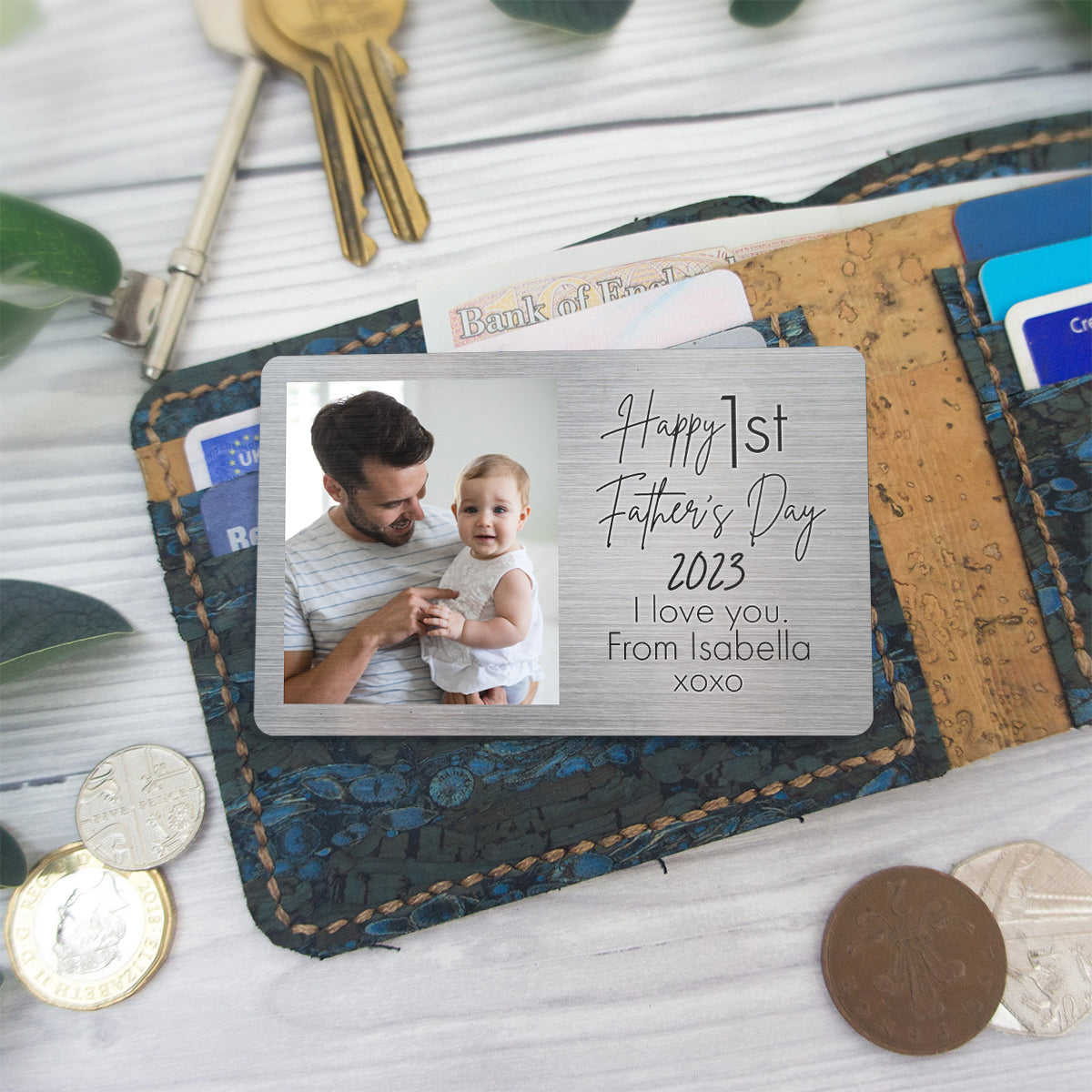 Happy First Father's Day - Personalized Father Wallet Insert Card