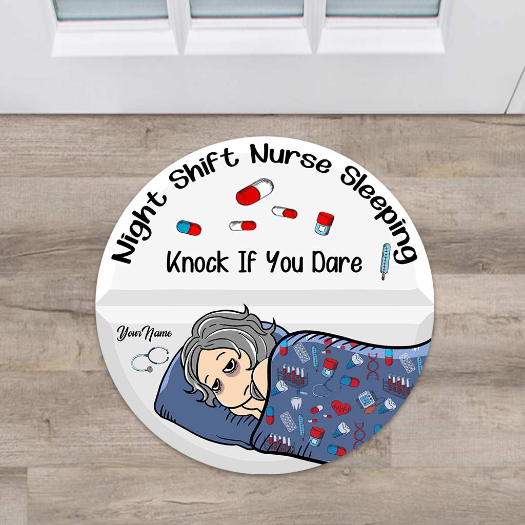 Discover Night Shift Nurse Sleeping - Personalized Shaped Doormat