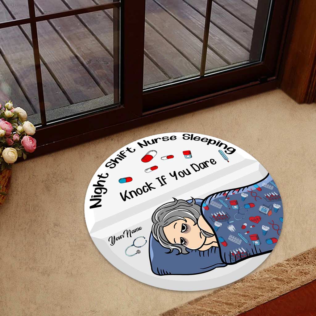 Night Shift Nurse Sleeping - Personalized Shaped Doormat