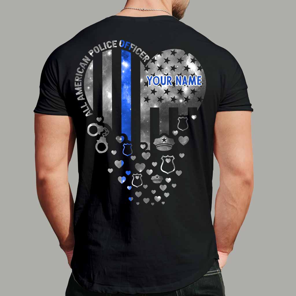 Proud Blue Line - Personalized Independence Day Police Officer T-shirt