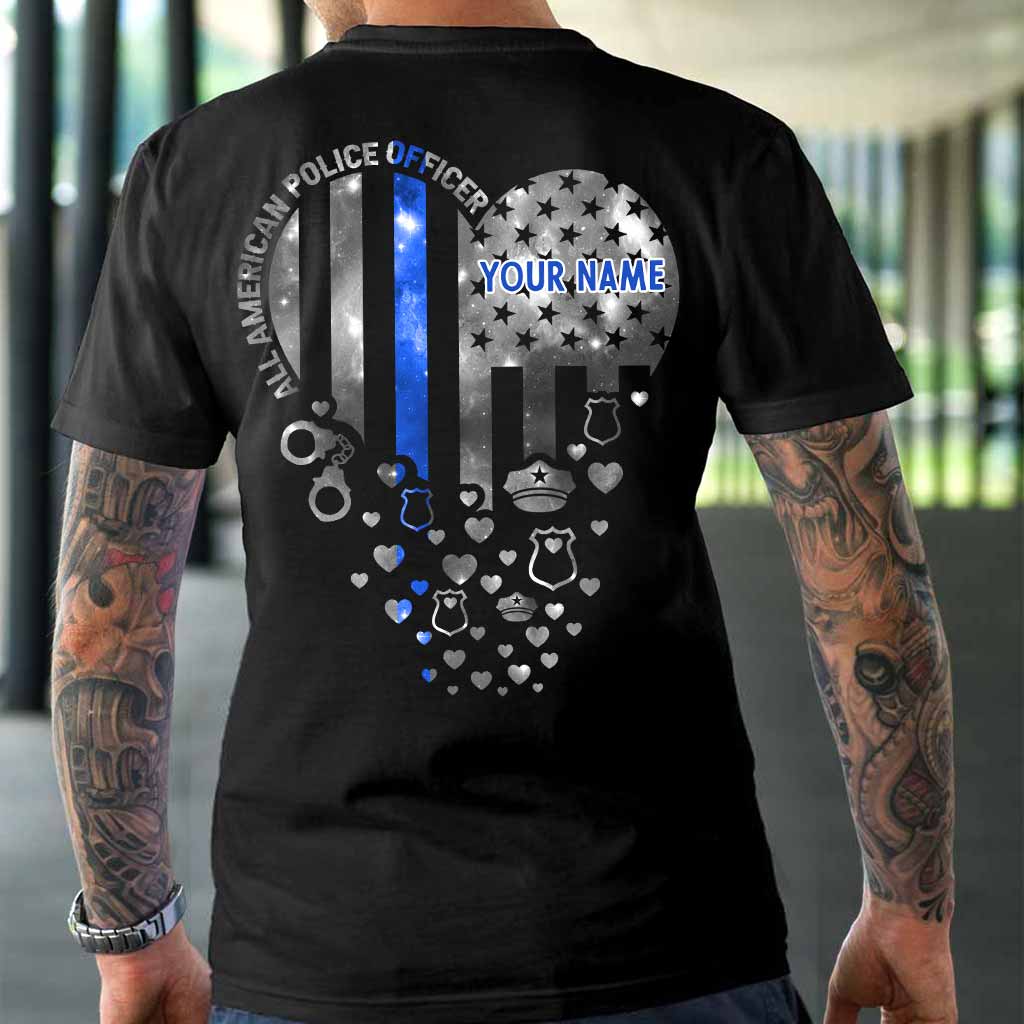 Proud Blue Line - Personalized Independence Day Police Officer T-shirt and Hoodie