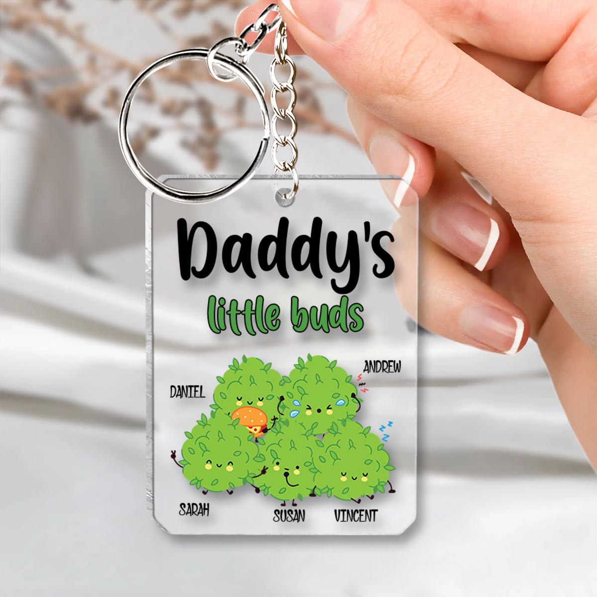 Daddy's Little Buds - Personalized Weed Transparent Keychain
