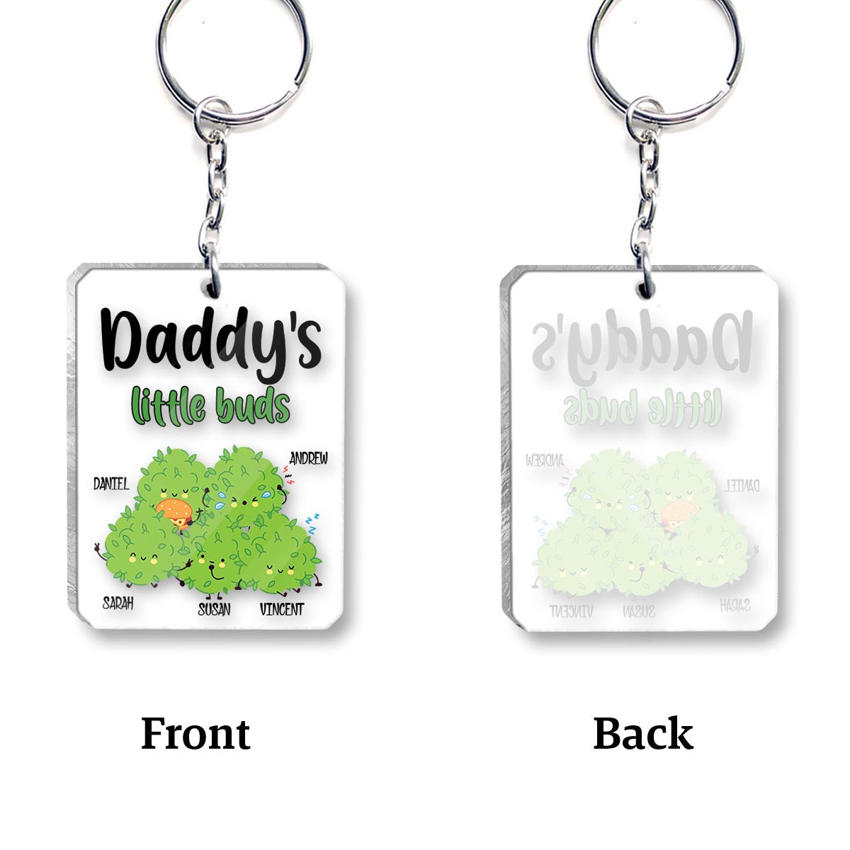 Daddy's Little Buds - Personalized Weed Transparent Keychain