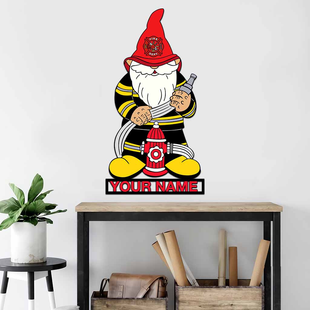 Firefighter Gnome - Personalized Cut Metal Sign