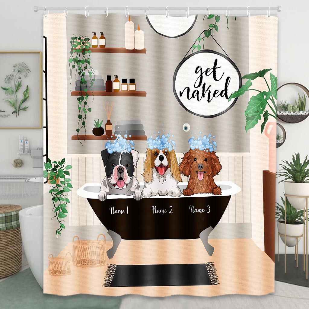 Get Naked - Personalized Dog Shower Curtain