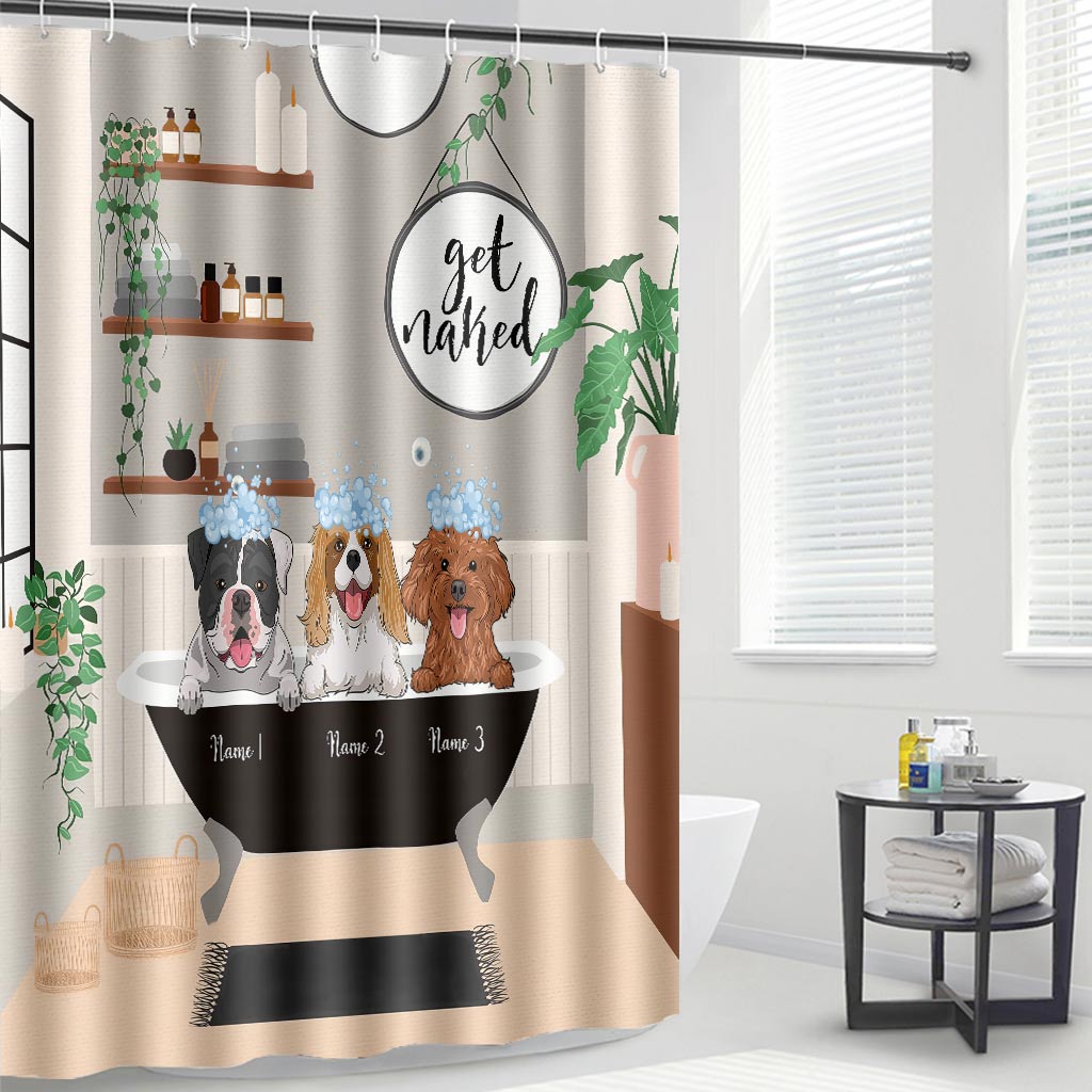 Get Naked - Personalized Dog Shower Curtain