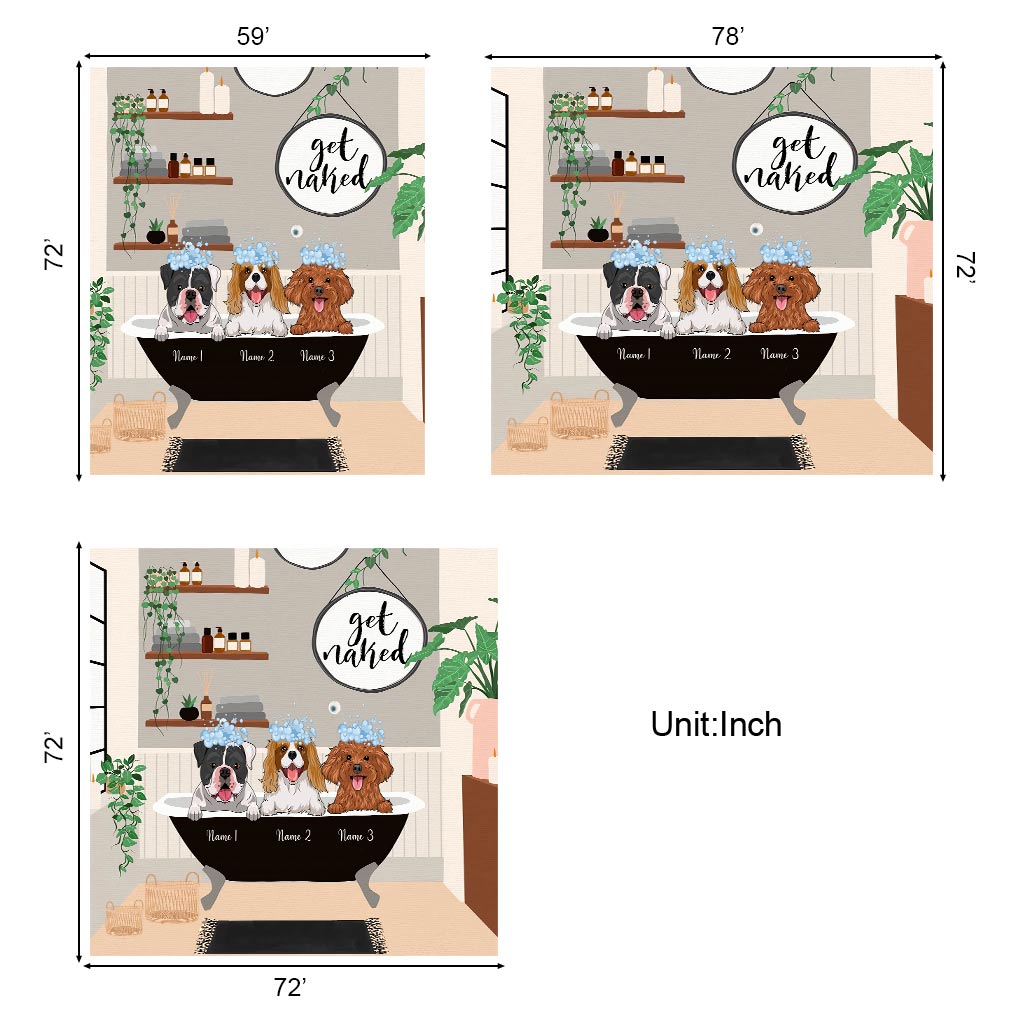 Get Naked - Personalized Dog Shower Curtain