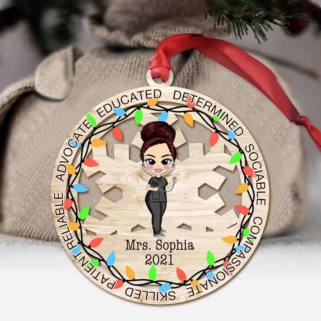 Love Being A Nurse - Personalized Christmas Nurse Ornament (Printed On Both Sides)