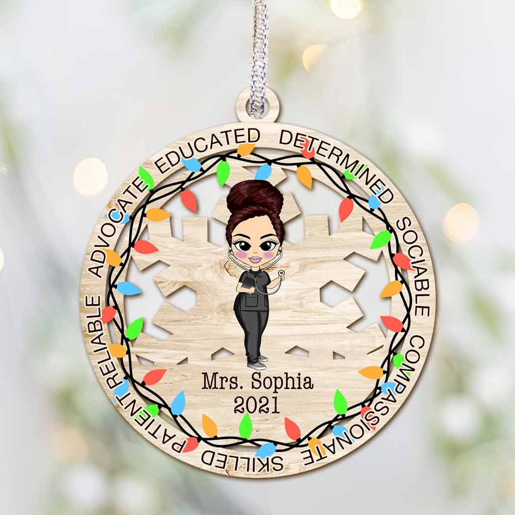 Love Being A Nurse - Personalized Christmas Nurse Ornament (Printed On Both Sides)