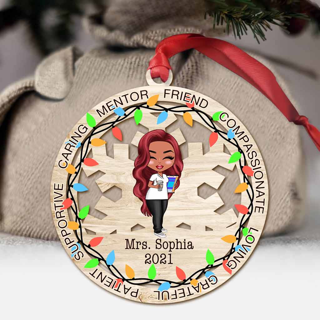 Love Being A Teacher - Personalized Christmas Teacher Ornament (Printed On Both Sides)