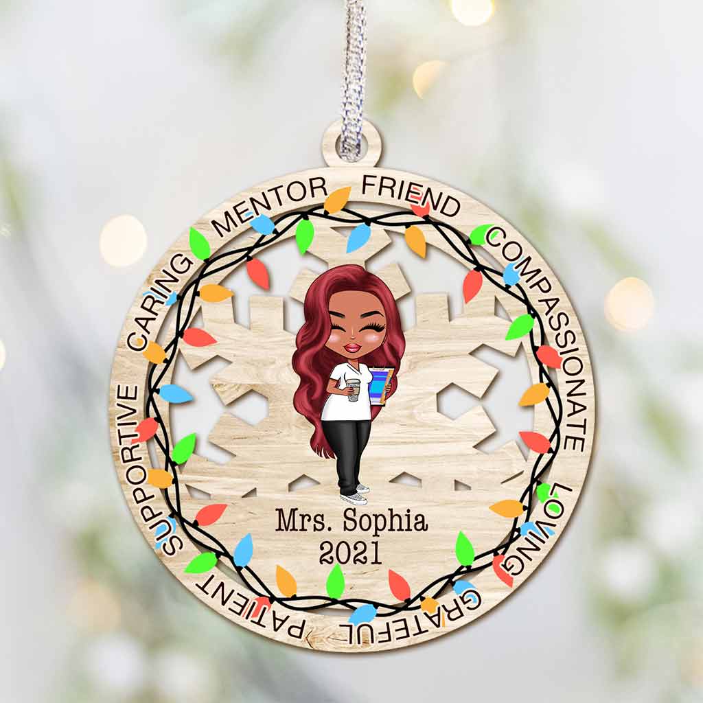 Love Being A Teacher - Personalized Christmas Teacher Ornament (Printed On Both Sides)