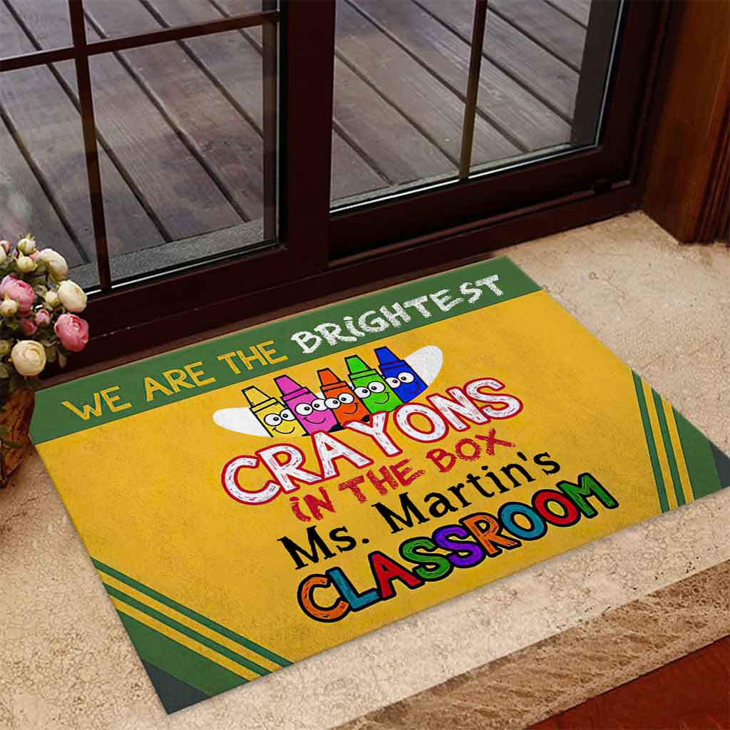 We Are The Brightest Crayons In The Box - Personalized Teacher Shaped  Doormat
