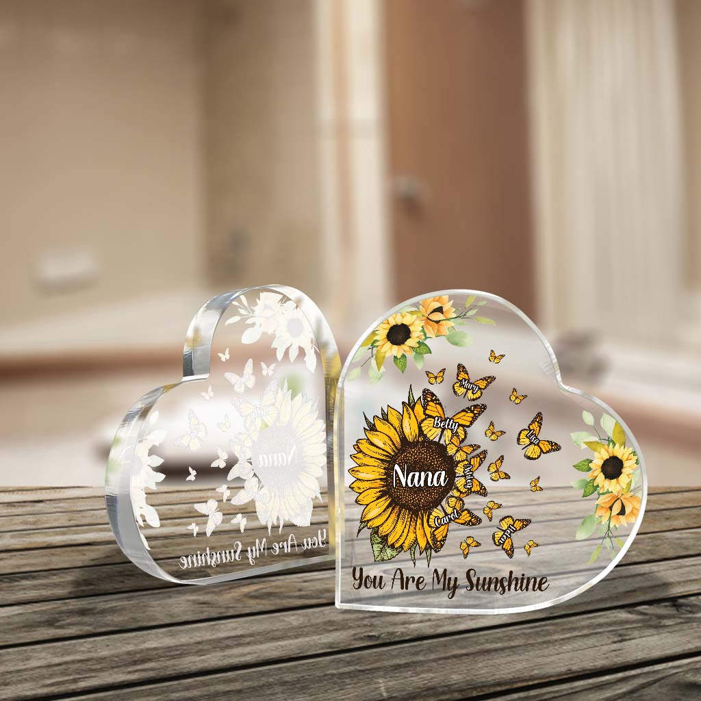 Beautiful Sunflower My Greatest Blessings - Personalized Custom Crystal Heart Keepsake
