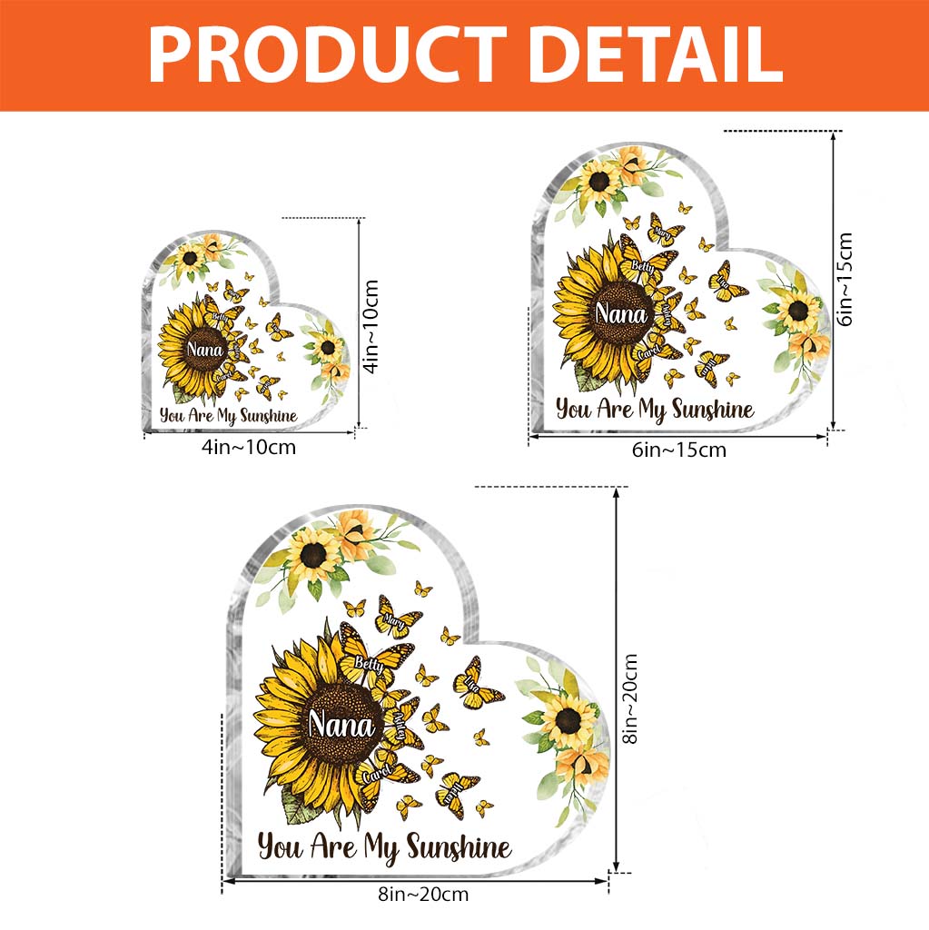 Beautiful Sunflower My Greatest Blessings - Gift for grandma, mom, aunt - Personalized Custom Shaped Acrylic Plaque