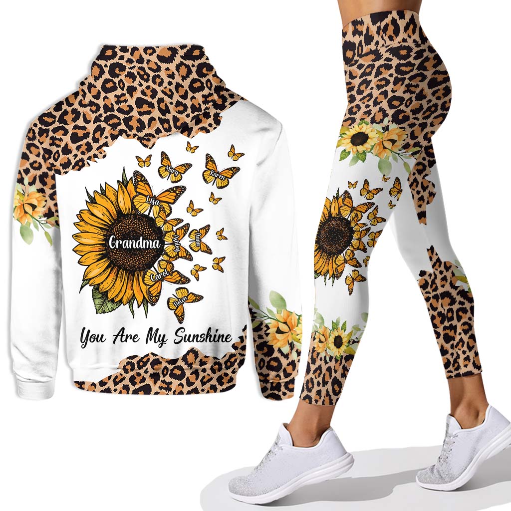 Beautiful Leopard Sunflower My Little Sunshine - Personalized Grandma Hoodie and Leggings