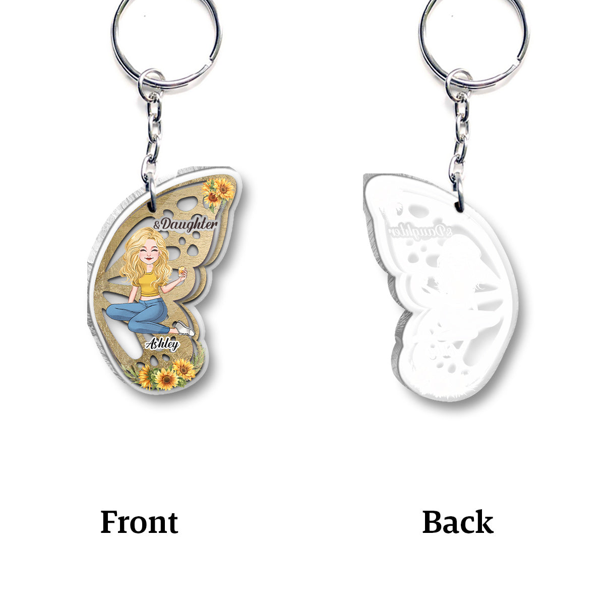 Mother & Daughter - Personalized Mother Transparent Matching Keychain